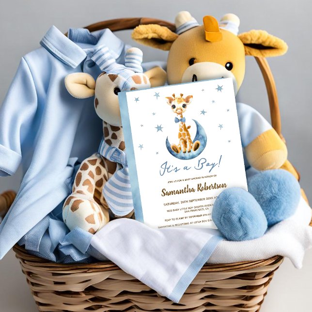 Niedlich Baby Giraffe Watercolor Sein Baby Dusche Einladung (Von Creator hochgeladen)