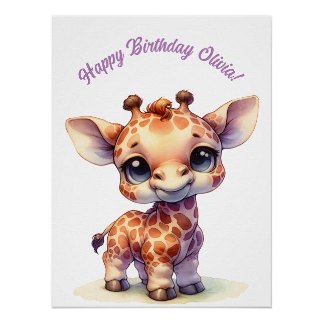 Niedlich Baby Giraffe Whimsical Design Poster (Vorderseite)