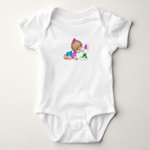 Niedlich Baby Girl and Rabbit Baby Bodysuit Strampler