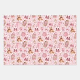 Niedlich Baby Girl Baby Duschkabine Teddy Bears Kl Geschenkpapier Set