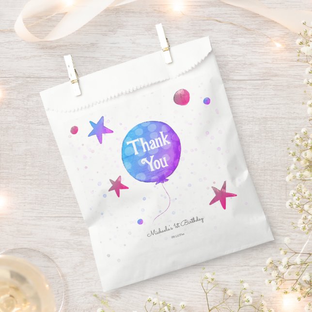 Niedlich Baby Girl Balloon 1. Geburtstag Geschenktütchen (Ausgeschnitten)