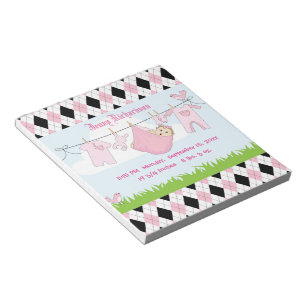 Niedlich Baby Girl Clothes Line Notizblock