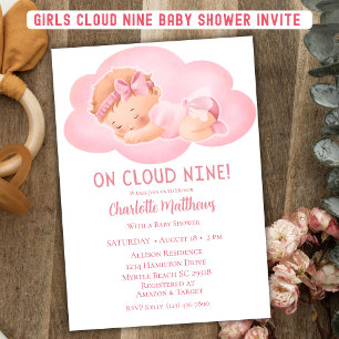 Niedlich Baby Girl Cloud Nine 9 Babydusche Einladung