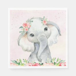 Niedlich Baby Girl Elephant Babydusche Napkins Serviette
