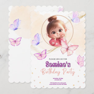 Niedlich Baby Girl Geburtstagsparty Einladung mit