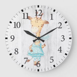 Niedlich Baby Girl Giraffe Wall Clock Große Wanduhr