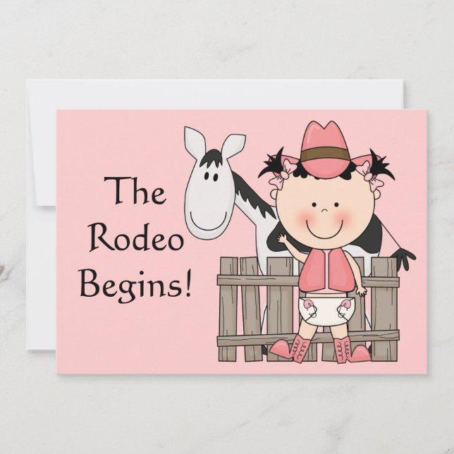 Niedlich Baby Girl & Horse Pony Custom Western Bir Ankündigung (Vorderseite)