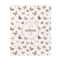 Niedlich Baby Girl Monogram Name Blush Butterfly