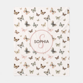 Niedlich Baby Girl Monogram Name Blush Butterfly Fleecedecke