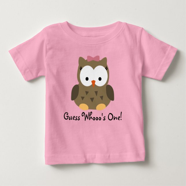 Niedlich Baby Girl Owl Erster Geburtstag T - Shirt (Vorderseite)