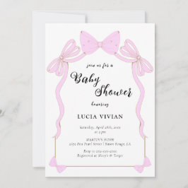 Niedlich Baby Girl Pink Coquette Bow Babydusche Einladung