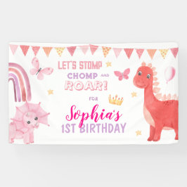 Niedlich Baby Girl Pink Dino Dinosaur Kindergeburt Banner