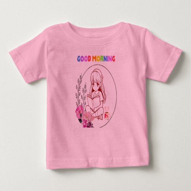 Niedlich Baby Girl Reading Book T - Shirt (Vorderseite)