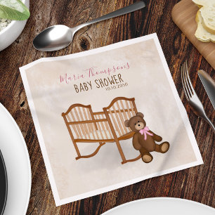 Niedlich Baby Girl Shower Teddy Bär Custom Serviette