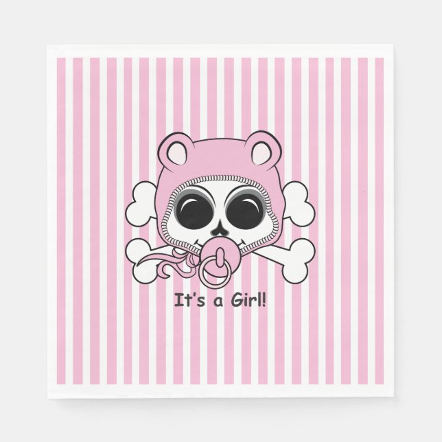 Niedlich Baby Girl Skull Serviette (Vorderseite)
