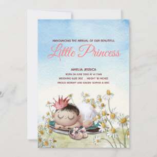 Niedlich Baby Girl Sleeping Princess Announccard Ankündigung