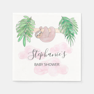 Niedlich Baby Girl Sloth Baby Dusche Serviette