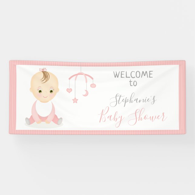 Niedlich Baby Girl und ihre Babydusche Banner (Horizontal)
