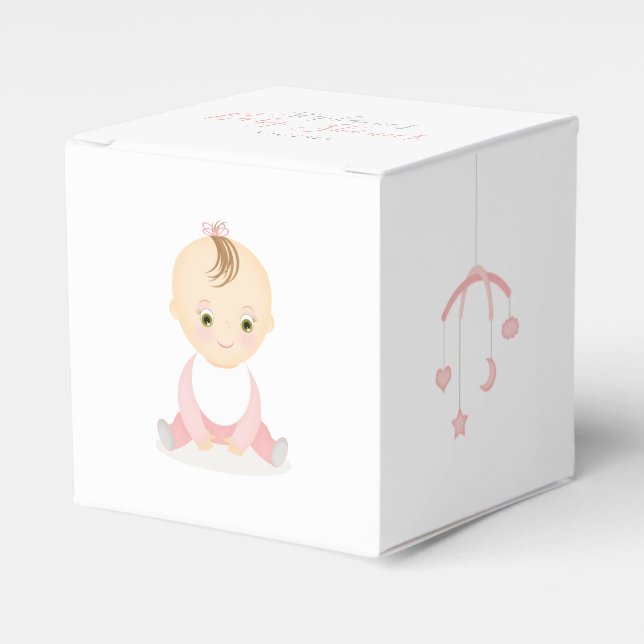 Niedlich Baby Girl und ihre Babydusche Geschenkschachtel (Vorderseite)