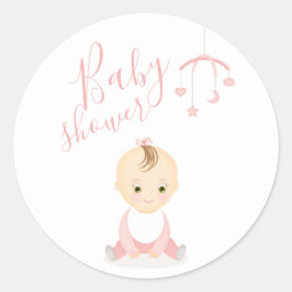 Niedlich Baby Girl und ihre Babydusche Runder Aufkleber