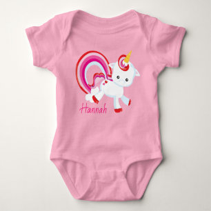 Niedlich Baby Girl Unicorn Rainbow Personalisiert Baby Strampler