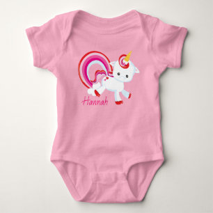 Niedlich Baby Girl Unicorn Rainbow Personalisiert Strampler