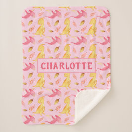 Niedlich Baby Girl Watercolor Dinosaurier Personal Sherpadecke