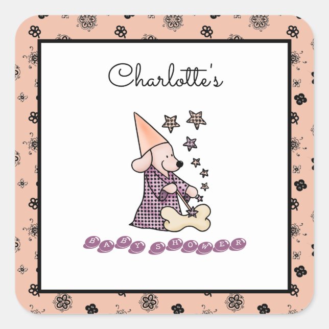 Niedlich Baby Girly Pink und Black Elegante Funny  Quadratischer Aufkleber (Vorderseite)