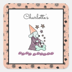 Niedlich Baby Girly Pink und Black Elegante Funny  Quadratischer Aufkleber