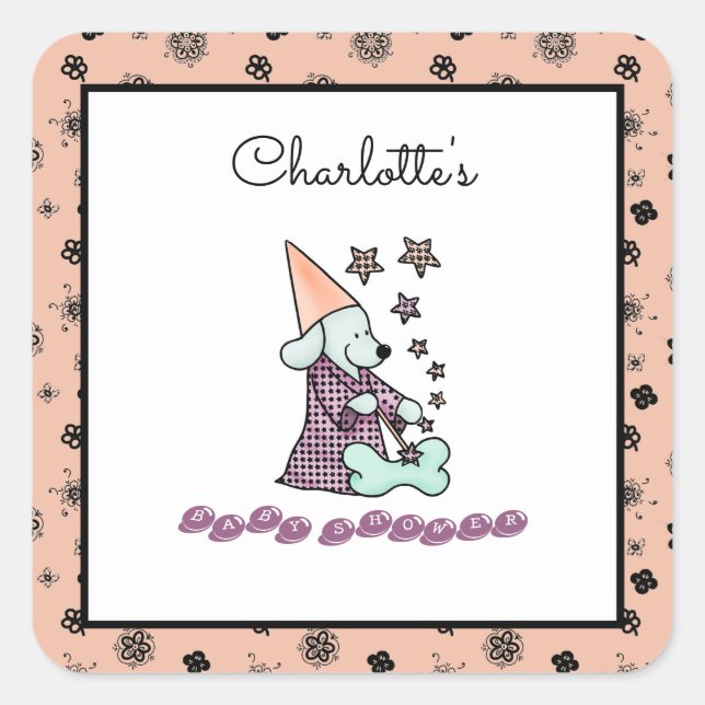 Niedlich Baby Girly Pink und Black Elegante Funny  Quadratischer Aufkleber (Vorderseite)