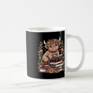 Niedlich Baby Highland Cow Reading Book Books Kaffeetasse