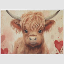 Niedlich Baby Highland Cow Valentine Hearts Seidenpapier