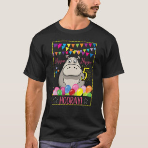 Niedlich Baby Hippo 5. Geburtstag Tier Hippopotamu T-Shirt