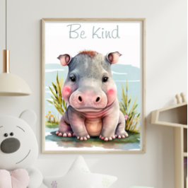 Niedlich Baby Hippo Animal Print Poster