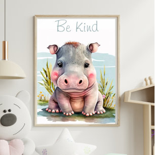 Niedlich Baby Hippo Animal Print Poster