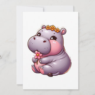 Niedlich Baby Hippo Card Feiertagskarte