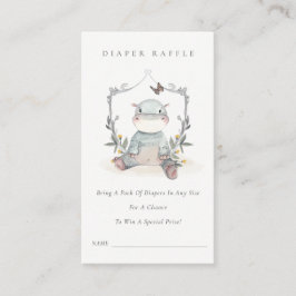Niedlich Baby Hippo Foliage Diaper Raffle Baby Dus Begleitkarte