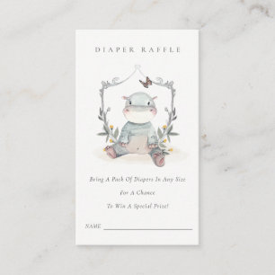 Niedlich Baby Hippo Foliage Diaper Raffle Baby Dus Begleitkarte