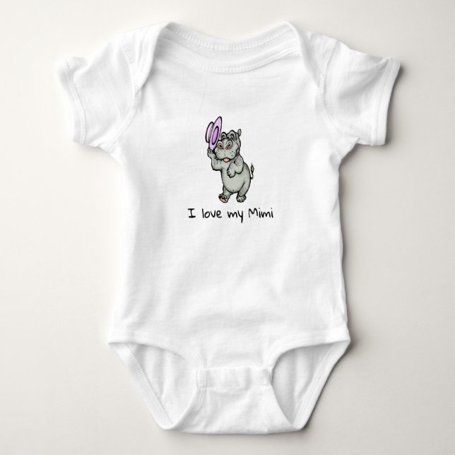 Niedlich Baby Hippo I Liebe Mimi Baby Strampler (Vorderseite)