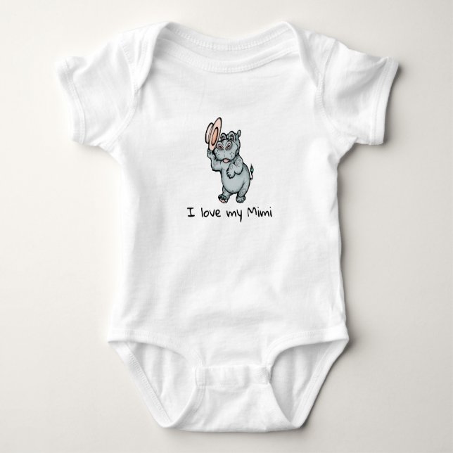 Niedlich Baby Hippo I Liebe Mimi Baby Strampler (Vorderseite)