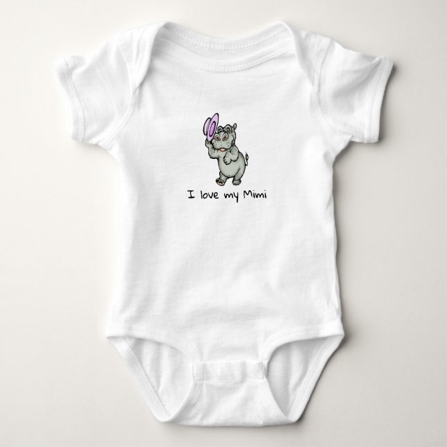 Niedlich Baby Hippo I Liebe Mimi Strampler (Vorderseite)