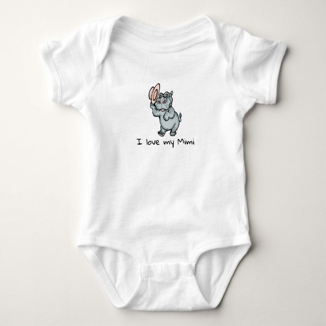 Niedlich Baby Hippo I Liebe Mimi Strampler (Vorderseite)