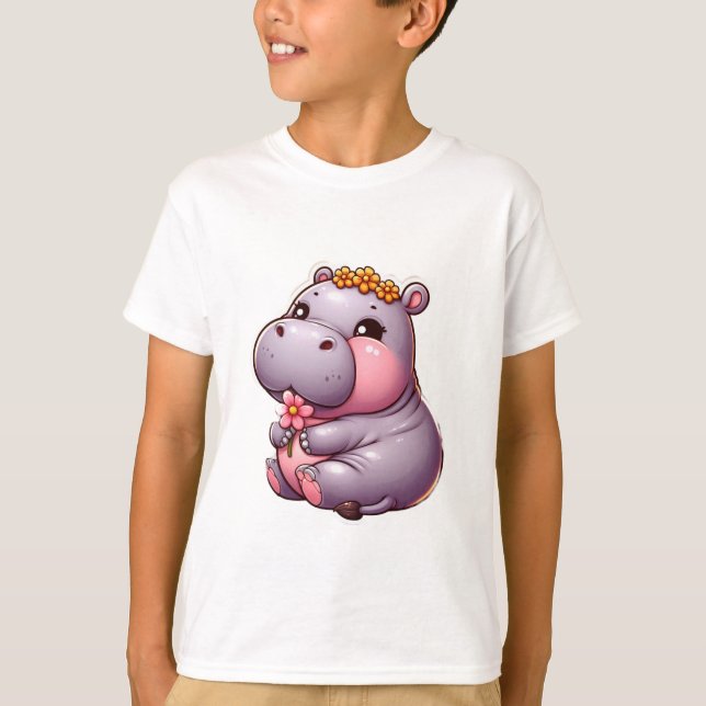 Niedlich Baby Hippo Kid's T - Shirt (Vorderseite)