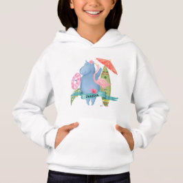 Niedlich Baby Hippo mit Flamingo Individuelle Name Hoodie