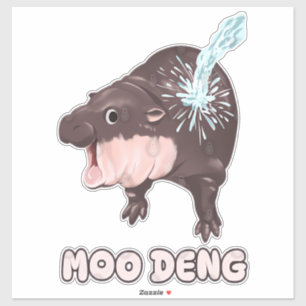 Niedlich Baby Hippo Moo Deng Bouncy Pig in Thai T- Aufkleber