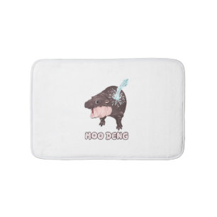 Niedlich Baby Hippo Moo Deng Bouncy Pig in Thai T- Badematte