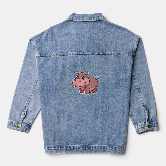 Niedlich Baby Hippo Moo Deng Tank Top_1 Jeansjacke (Rückseite)