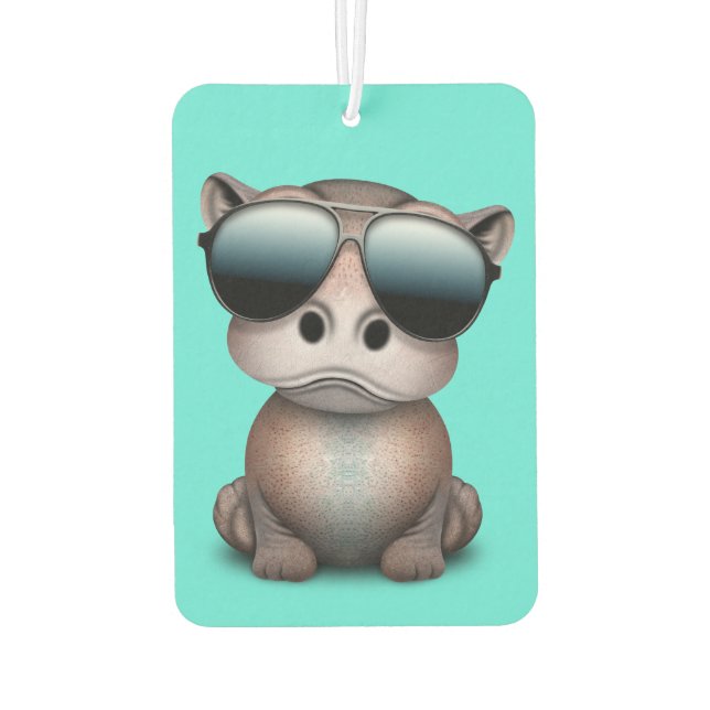 Niedlich Baby Hippo Sonnenbrille tragen Autolufterfrischer (Rückseite)