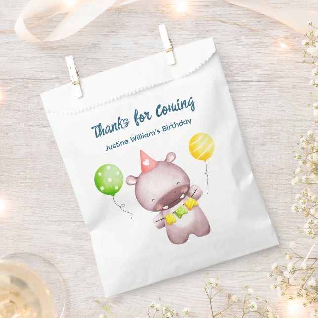 Niedlich Baby Hippo, vielen Dank, Party Geschenktütchen (Ausgeschnitten)