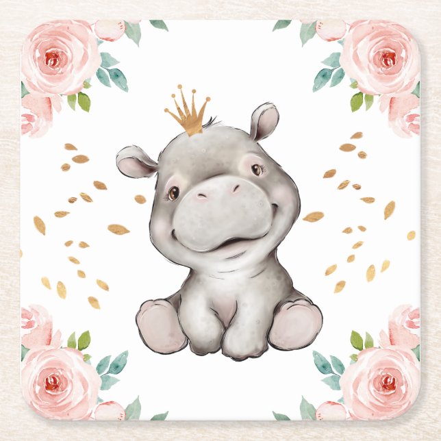 Niedlich Baby Hippopotamus Paper Untersetzer (Vorderseite)